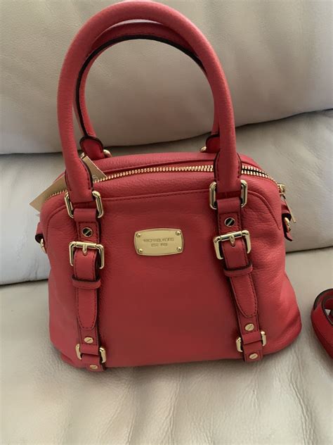 Michael Kors MD Bedford Bowling Leather Satchel watermelon 